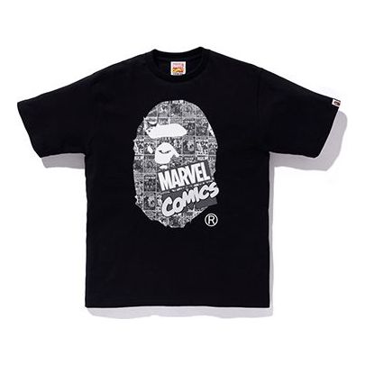 Тениска BAPE Bathing Ape x Marvel Comics Ape Head T-Shirt Черно | 1F23110927