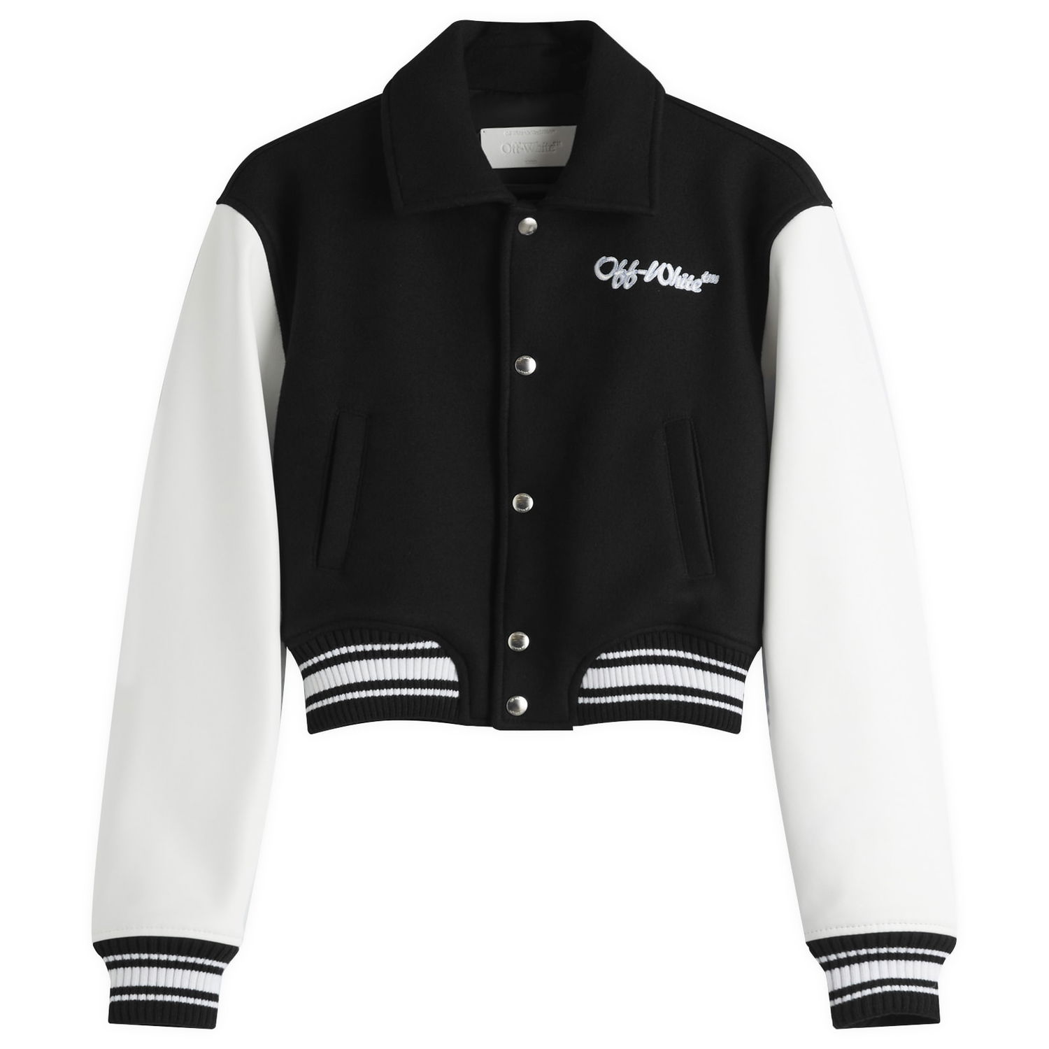 Яке бомбър Off-White Off-White WO Simple Cropped Varsity Jacket, Size Small Черно | OWEK00DS25FAB0011001, 1