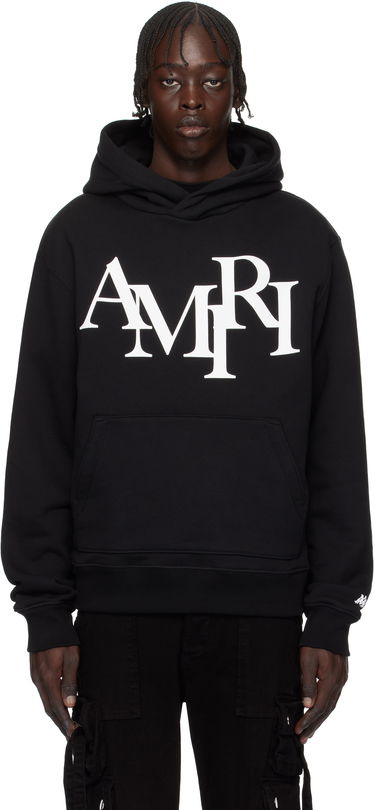 Суитчър AMIRI Staggered Logo Print Hoodie Черно | AMJYHD1094, 0