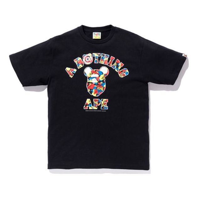 Тениска BAPE Bathing Ape x Medicom Toy Camo College T-Shirt Черно | 1F73-110-907
