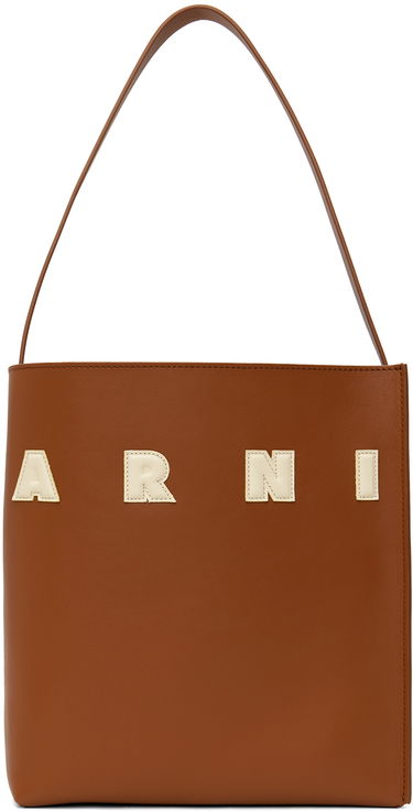 Голяма пазарска чанта Marni Small Leather Museo Patches Tote Кафяво | SHMP0111U0 P6483, 0