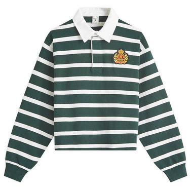 Поло тениска Sporty & Rich Striped Rugby Polo with Embroidered Crest Зелено | ST008506243ST31-WHT, 1