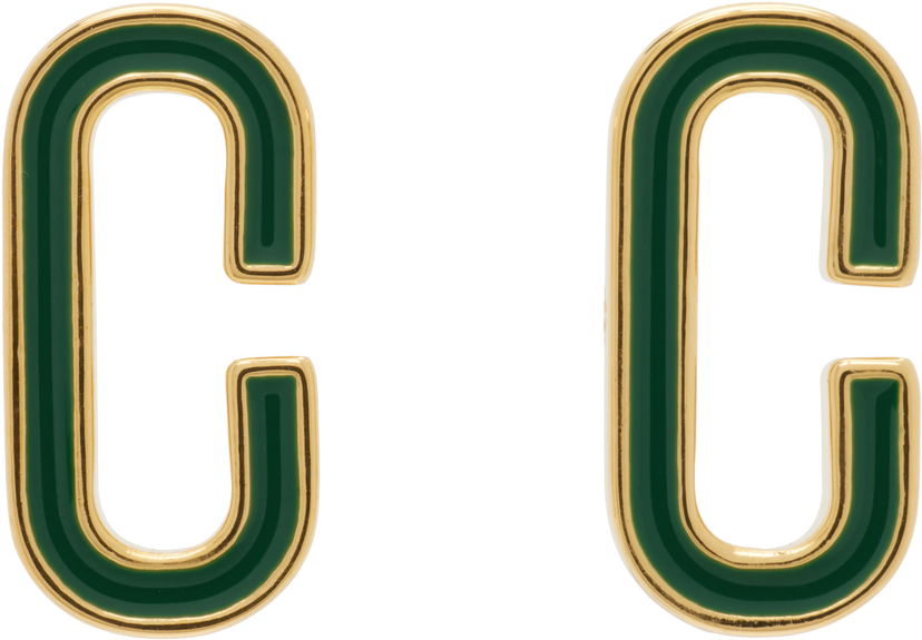 Обеци Casablanca Enamel 'C' Link Earrings Зелено | A-AW25-JW-294-01
