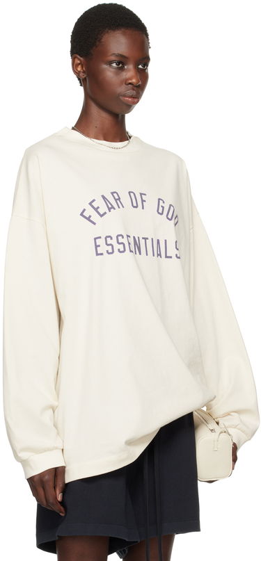 Пуловер Fear of God Fear of God Essentials Crewneck Long Sleeve T-Shirt Бяло | 125BT244202F, 1
