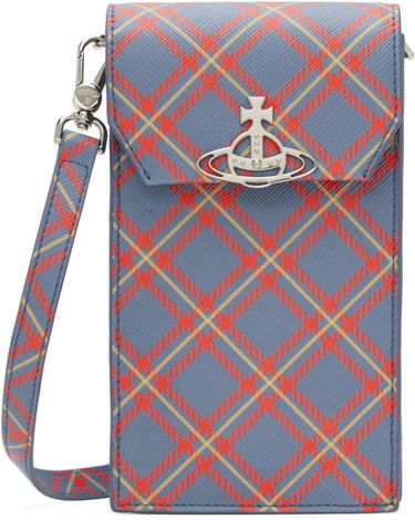 Чанта през рамо Vivienne Westwood Vivienne Westwood Derby Tartan Phone Pouch Синьо | 58030001U-S0022-, 0