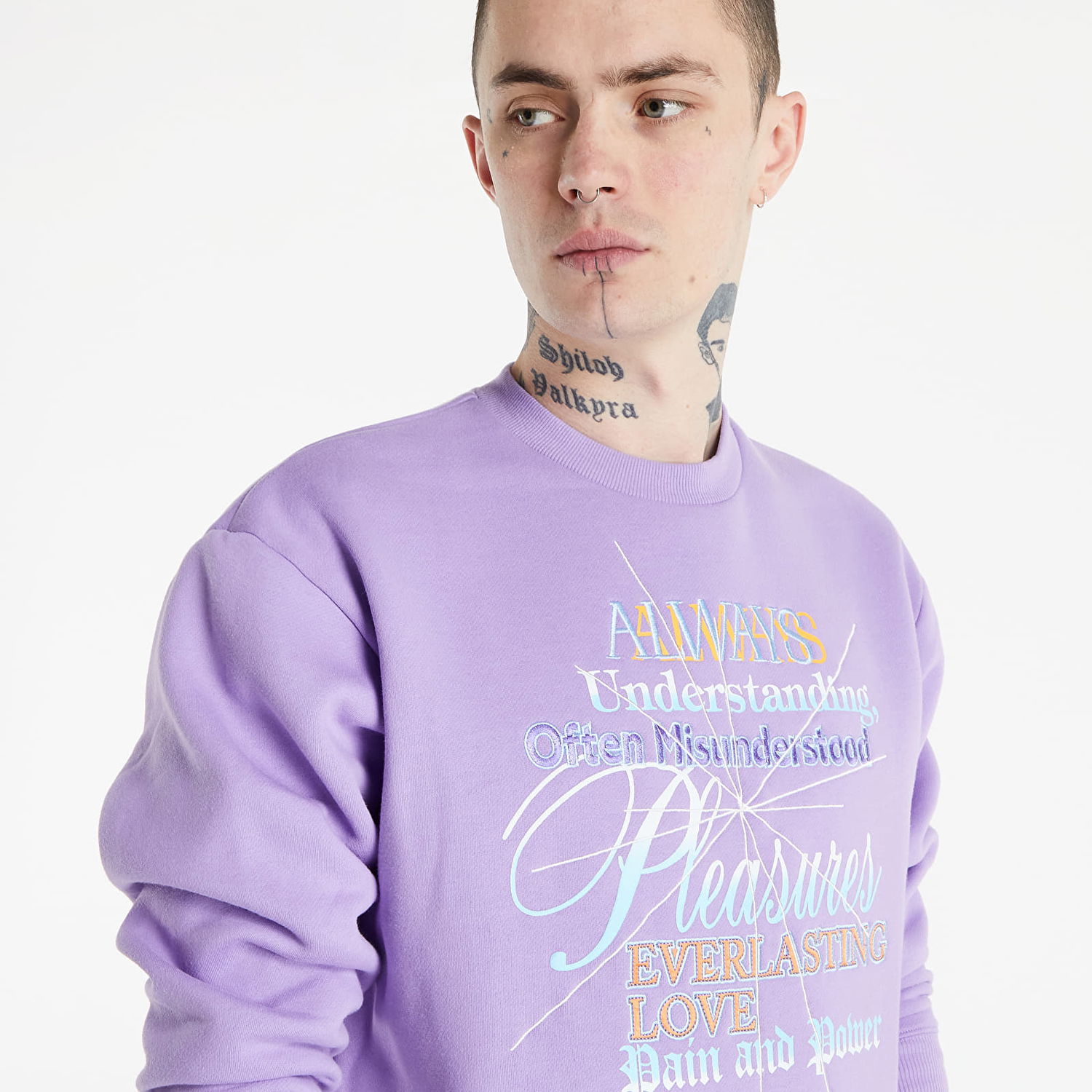 Суитчър Pleasures Faith Crewneck Sweatshirt Лилаво | P21W027 Purple, 0