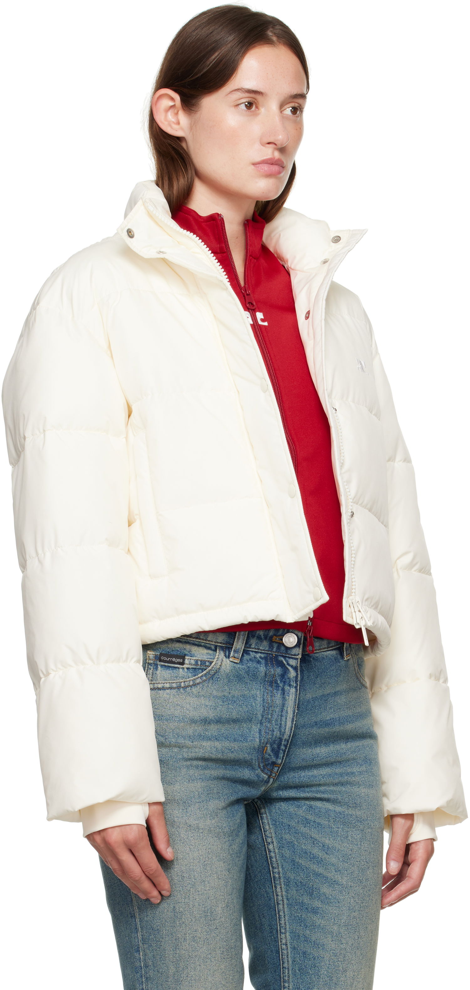 Пухо яке Courrèges Courrèges Cropped Puffer Jacket Бяло | 323CMA106PL0112, 1