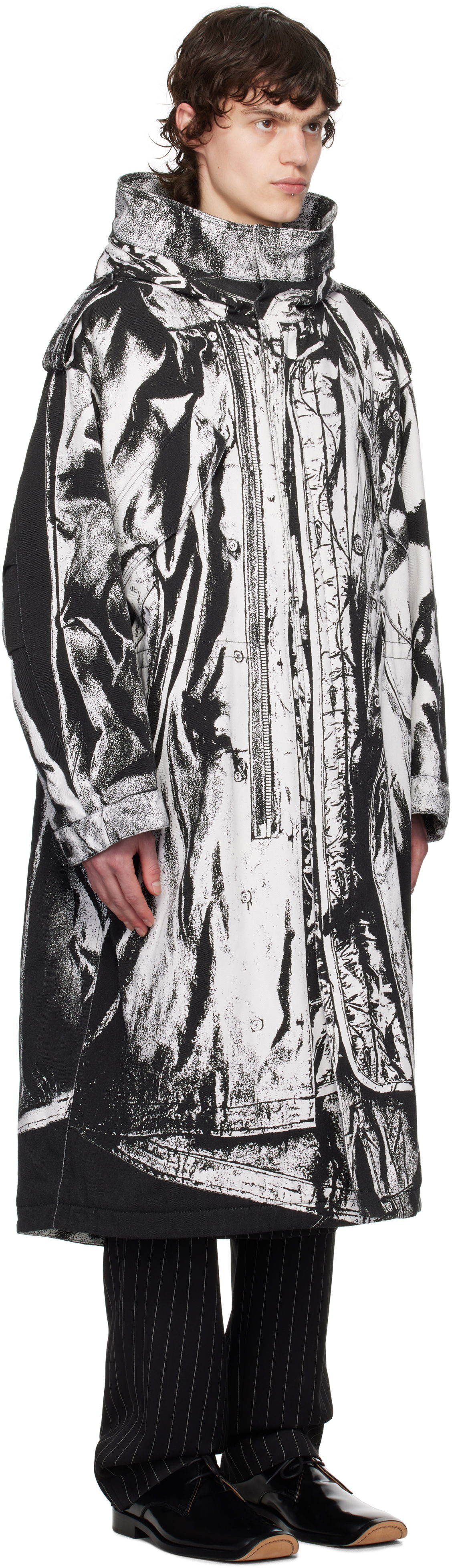 Дъждобран Jean Paul Gaultier Jean Paul Gaultier Trompe-L'œil Print Hooded Coat Черно | 25/33-F-MA032I-C570-0001, 1