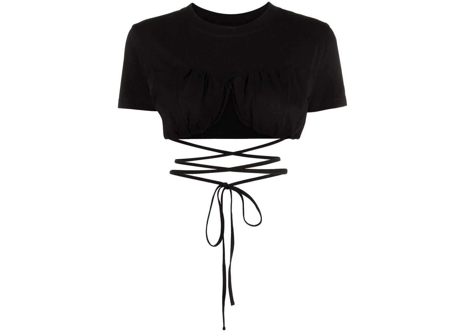 Тениска Jacquemus Wraparound Cropped Черно | 211JS01211216990, 0