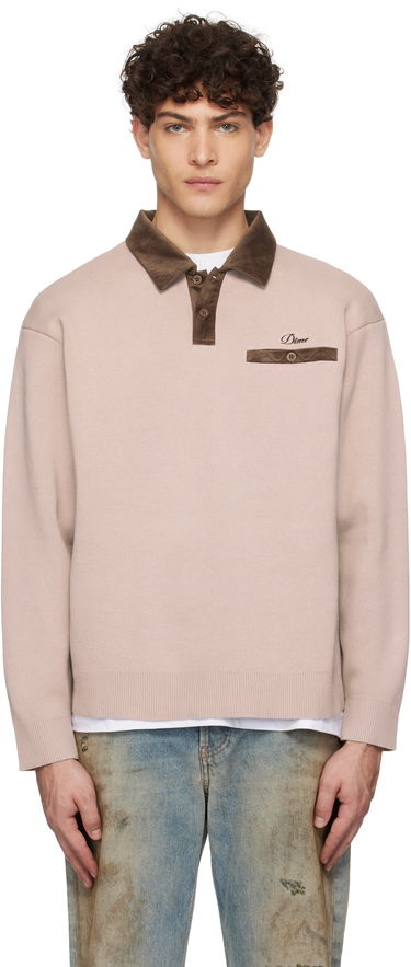 Поло тениска Dime Corduroy Collar Rugby Long Sleeve Polo Бежово | DIMEHO248MOC, 0