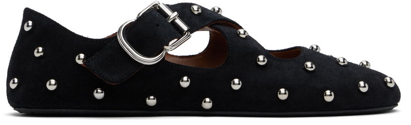 Pокля Alaïa ALAÏA Criss Cross Studded Ballerina Flats Черно | AA3A046CK284