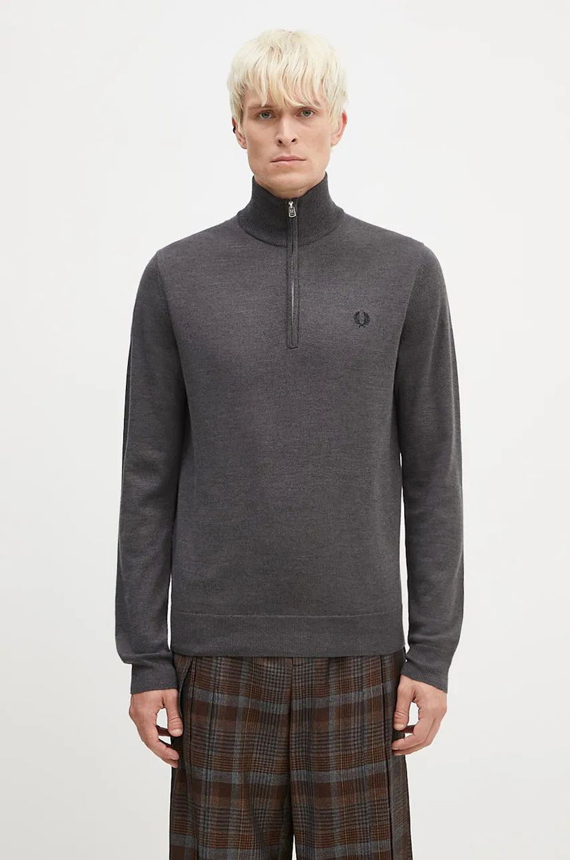 Суитчър Fred Perry Half Zip Jumper Sweatshirt Сиво | K7624.R85