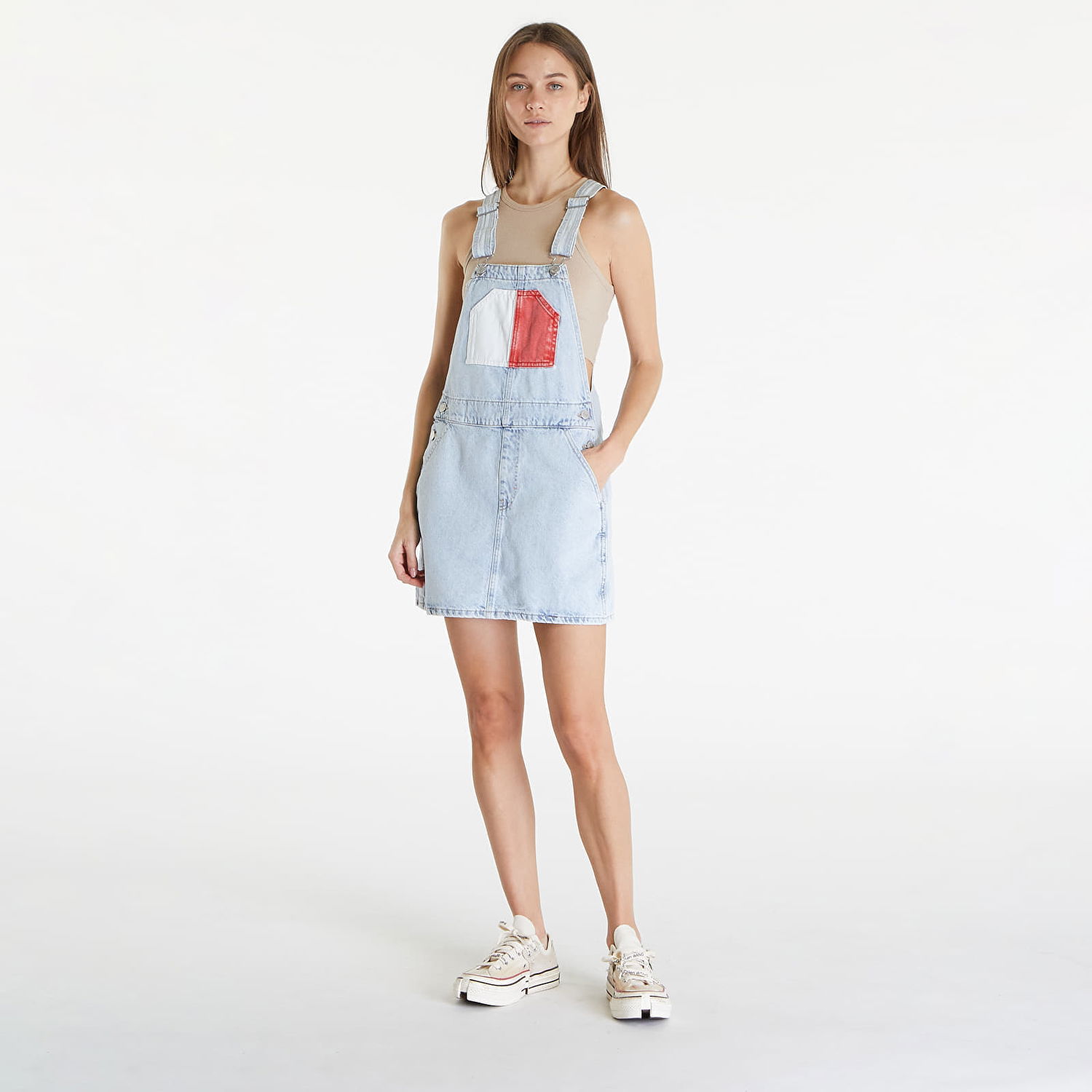 Pокля Tommy Hilfiger Dungaree Flag Dress Denim Light Синьо | DW0DW18116 1AB, 0