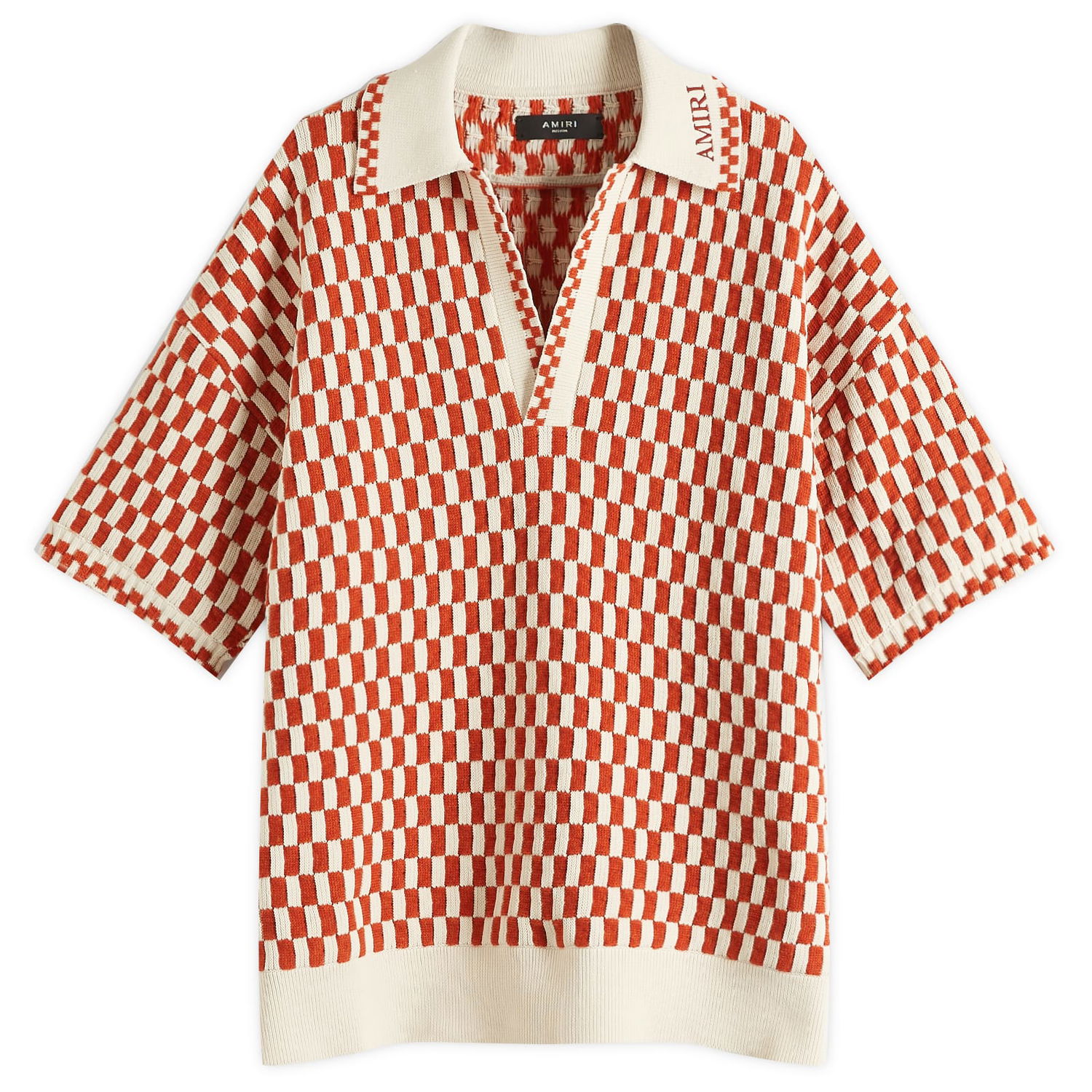 Пуловер AMIRI Amiri Checkered Oversized Polo, Size Large Оранжево
 | AMKNPO1057-809, 0