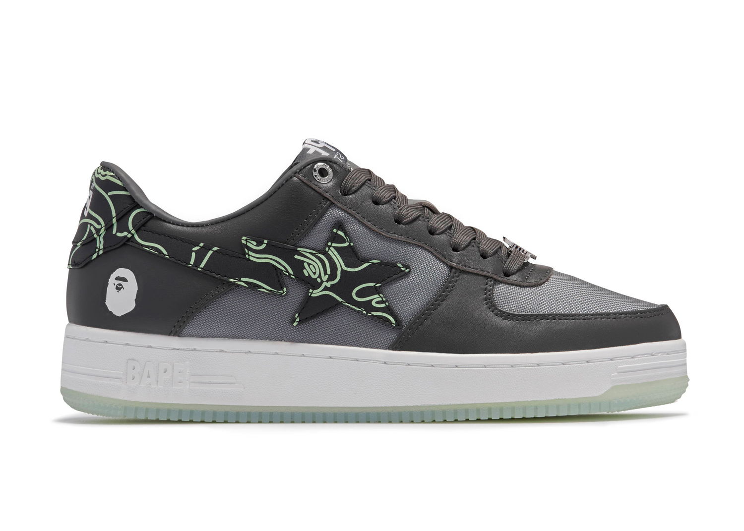 Кецове и обувки BAPE Bape Sta "Text Code Camo Charcoal" Сиво | 001FWI202007-CHA/001FWI201007-CHA, 0