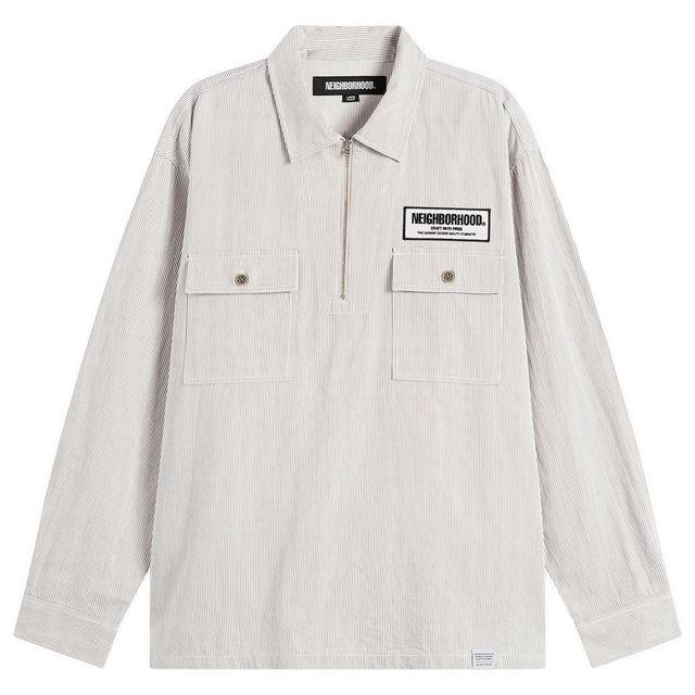 Pinstripe Half-Zip Work Pullover Shirt