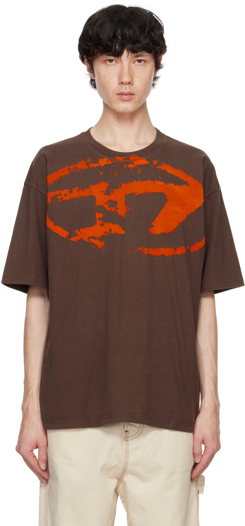 Тениска Diesel T-Shirt T-Boxt-N14 With Graphic Print Кафяво | A13049-0DQAU-7ES