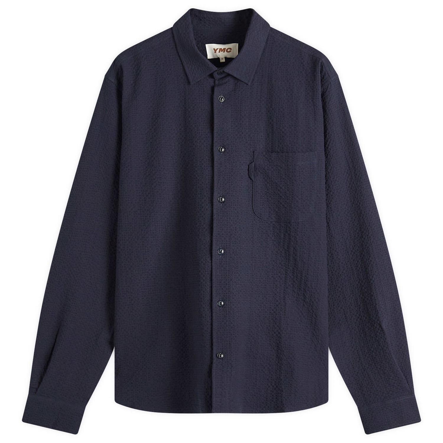 Риза YMC YMC Curtis Seersucker Shirt, Size Large Тъмно синьо | P2AZI-40, 1