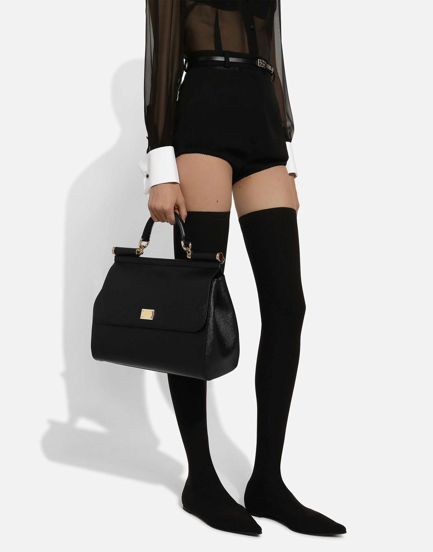 Дамска чанта Dolce & Gabbana Black Leather Handbag Черно | BB6015A100180999, 1