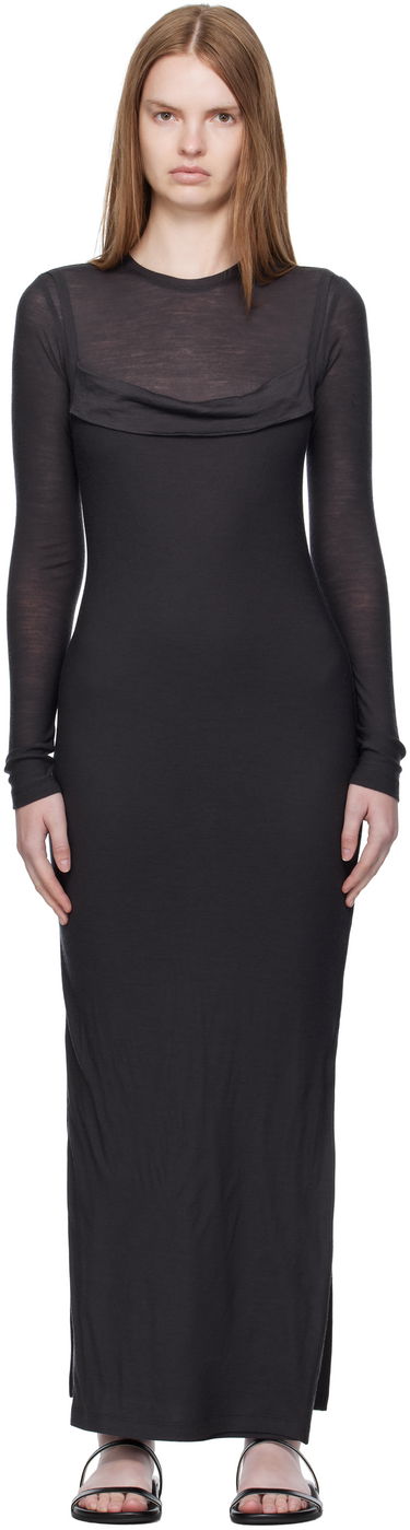 Pокля Nanushka Nanushka Linora Draped Wool Jersey Maxi Dress Черно | NW25PFDR10792, 0
