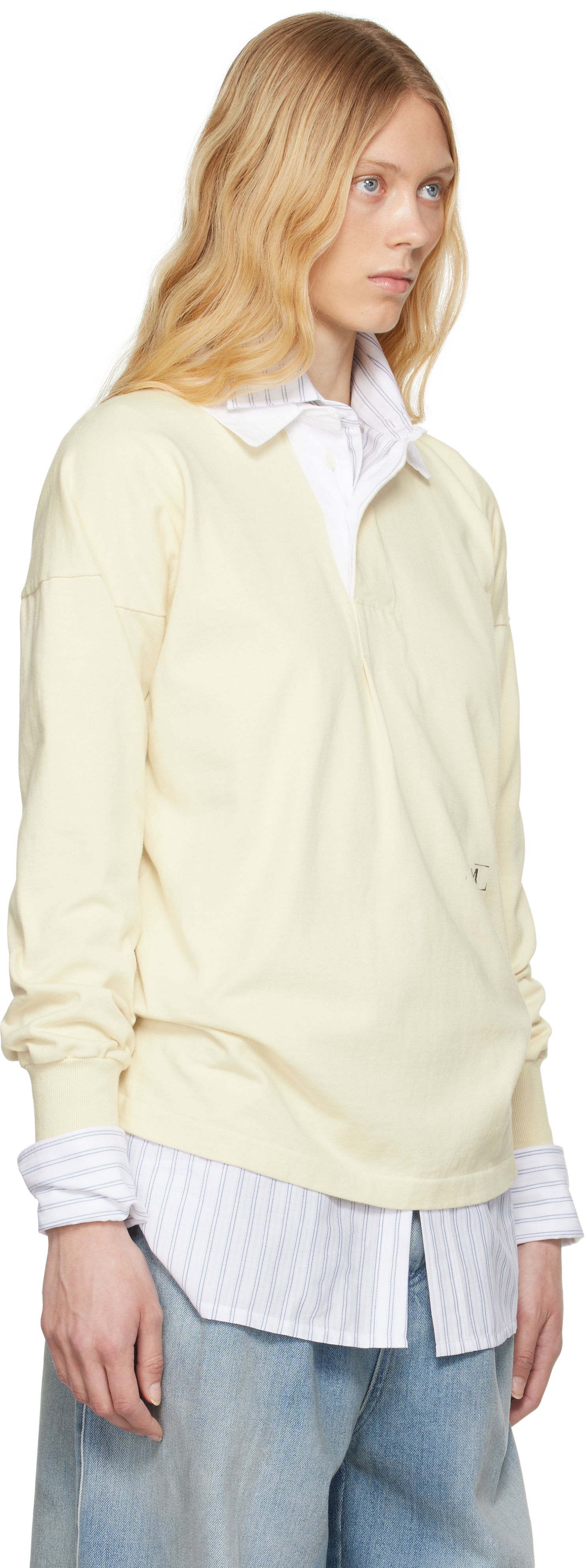 Поло тениска Maison Margiela Maison Margiela Printed Logo Long Sleeve Polo Жълто | S51GL0056 M20096, 1