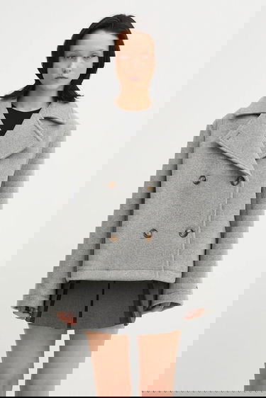 Палта Lacoste Wool Blend Cropped Peacoat Сиво | BF5309, 0