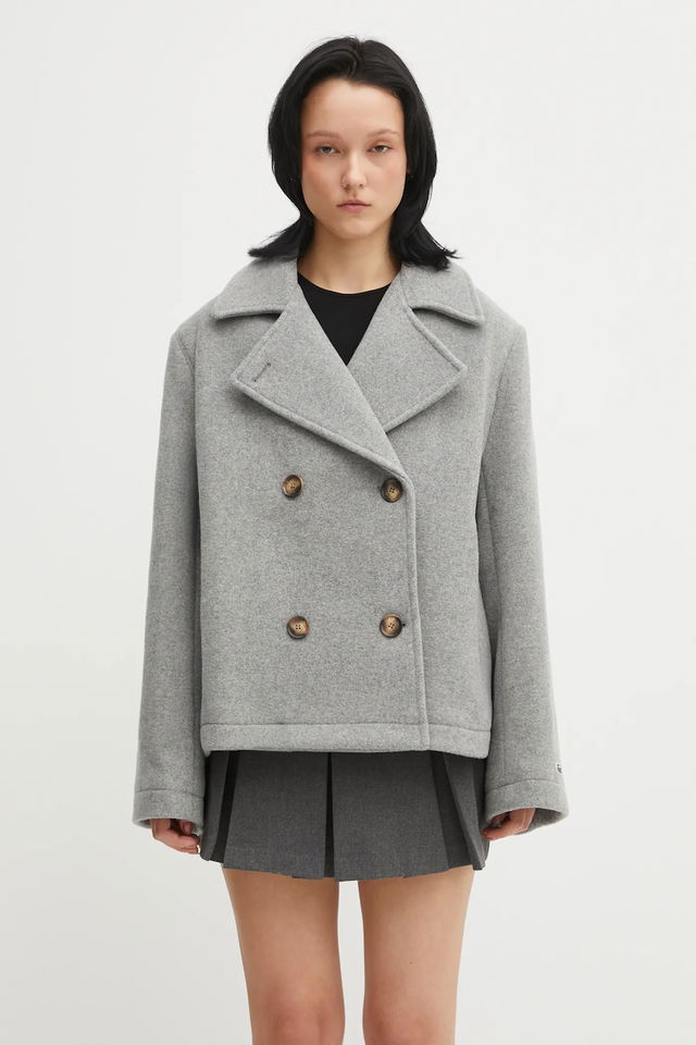 Wool Blend Cropped Peacoat