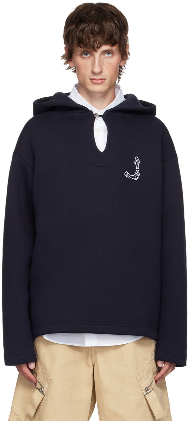 La Casa Merù Navy Blue Relaxed-Fit Hoodie