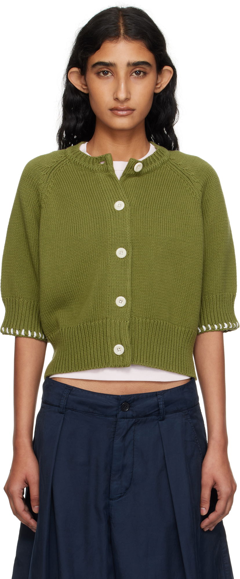 Пуловер YMC YMC Kwai Knit Cardigan Зелено | Q8YMA