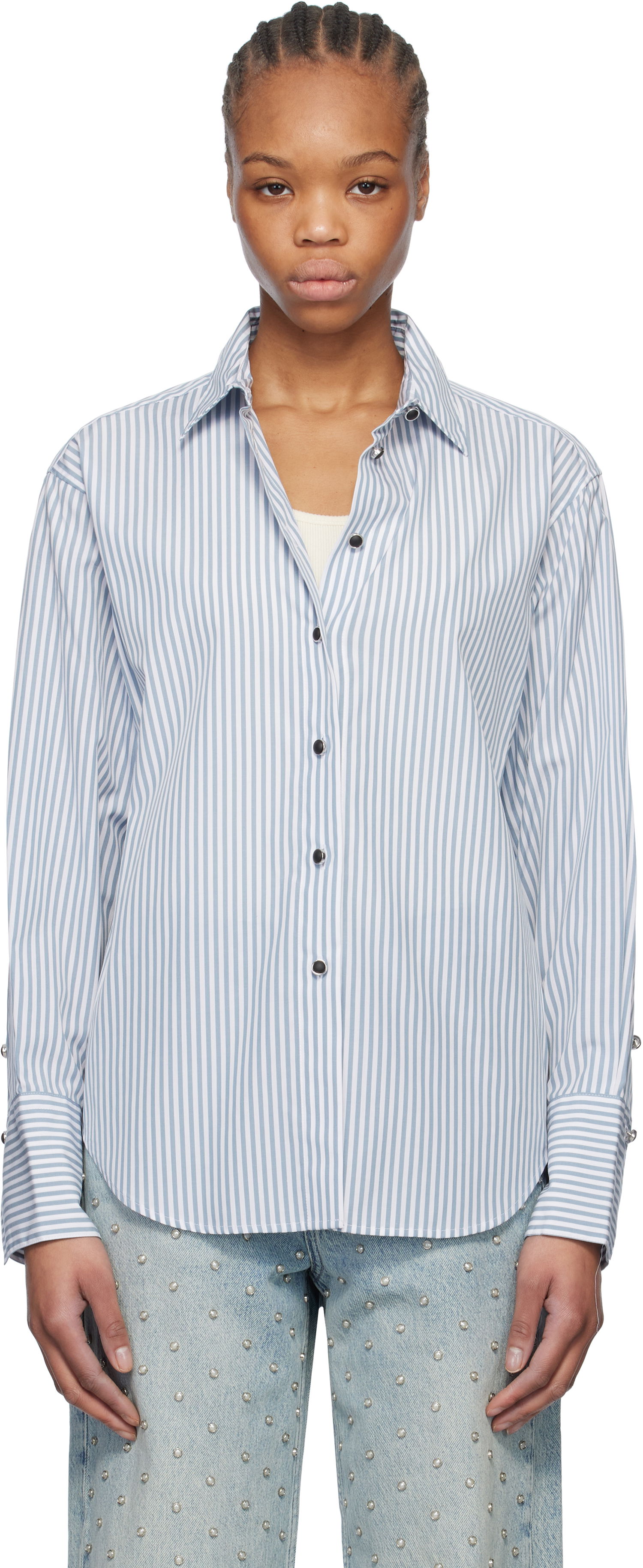 Риза rag & bone rag & bone Eve Striped Shirt Синьо | WAW24HA0184618, 0