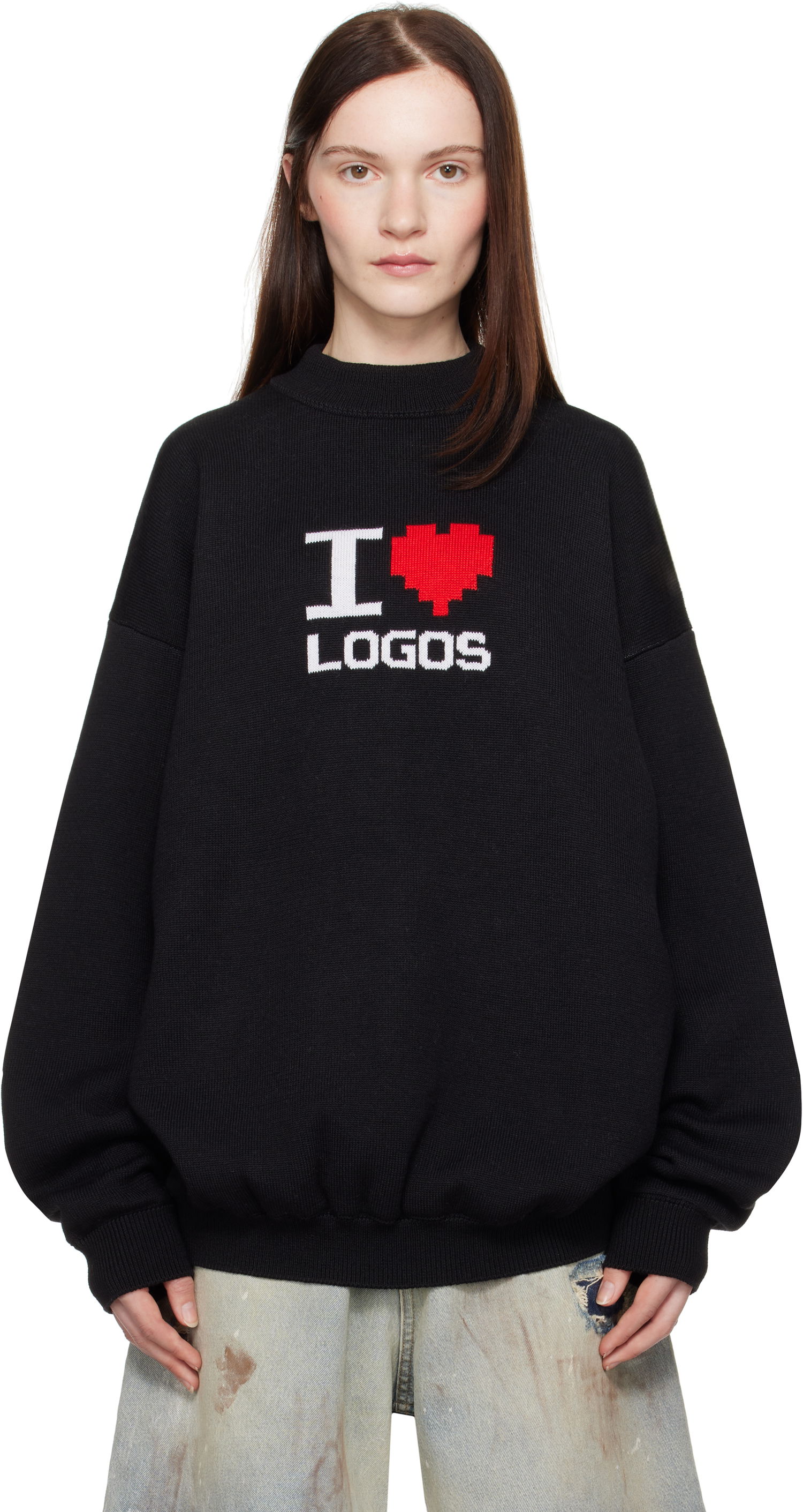 Пуловер VETEMENTS Vetements 'I Love Logos' Knit Sweater Черно | UA66KN130B, 0