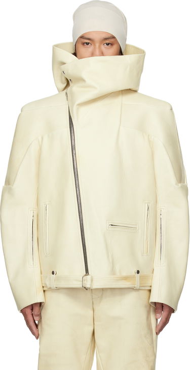 Яке Rick Owens Rick Owens Hollywood Hooded Stooges Leather Jacket Бяло | RR01E5704 LBH, 0