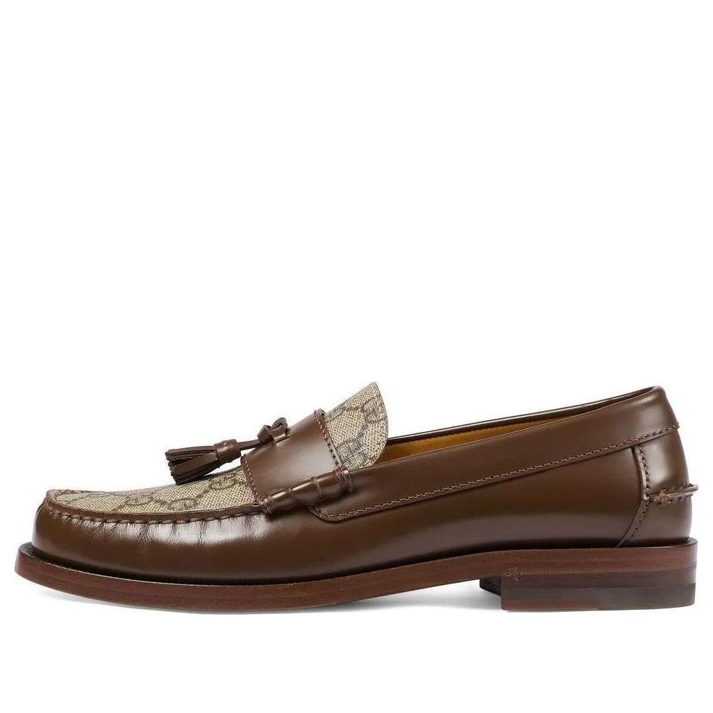 Кецове и обувки Gucci Canvas Loafers with Tassels Кафяво | 694866-17X30-2561, 0