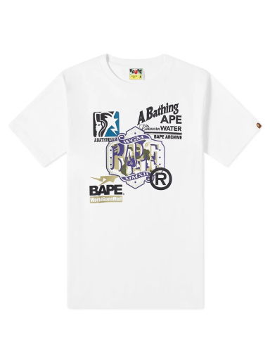 Тениска BAPE Archive Multi Logo Tee Бяло | 001TEI701003F-WHT