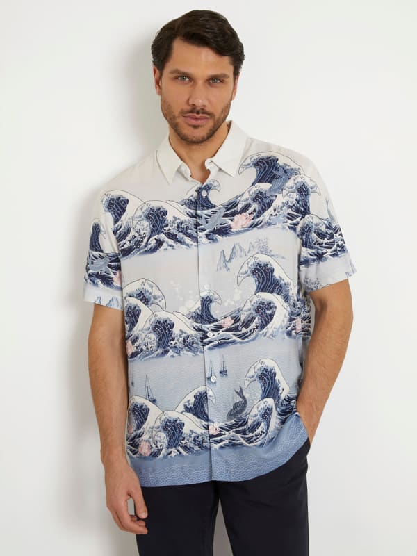 Риза GUESS All Over Print Shirt Бяло | M4GH56WD4Z2, 0