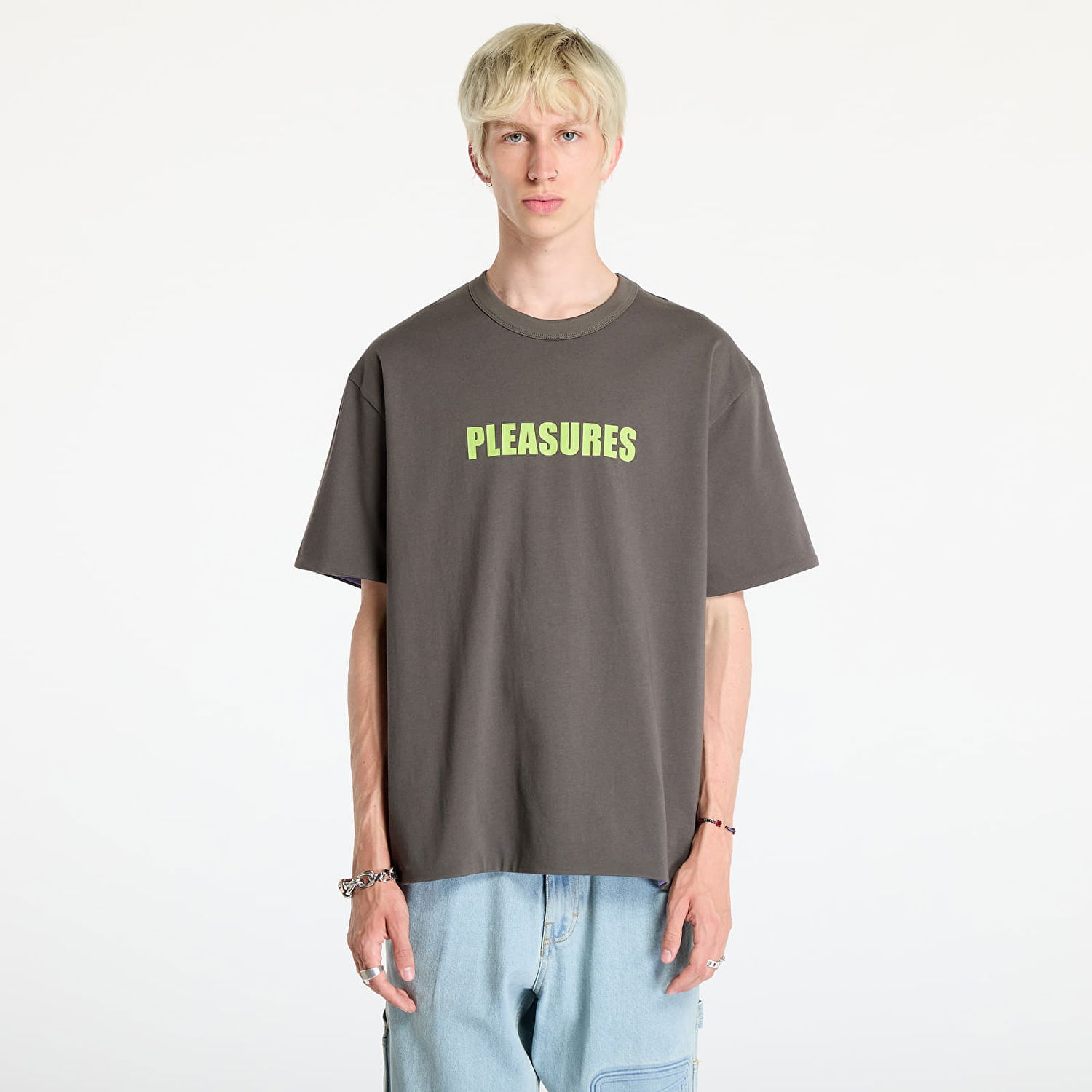 Тениска Pleasures Legal Reversible Heavyweight T-Shirt Charcoal/ Purple Лилаво | P24F047 CHARCOAL, 0