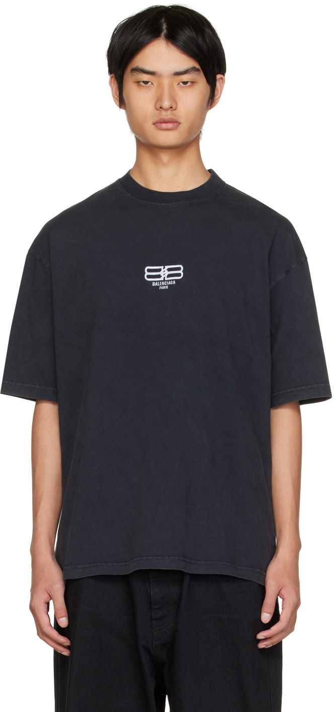 Тениска Balenciaga BB Paris Icon T-Shirt Черно | 612966-TMVG7-9034, 0