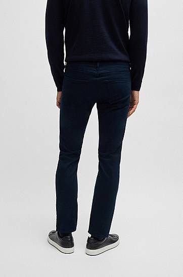 Дънки BOSS Delaware Slim-Fit Brushed Satin Trousers Тъмно синьо | 50524431, 1