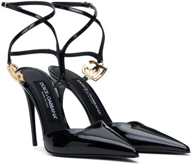 Кецове и обувки Dolce & Gabbana Lollo Patent Leather Slingback Heels Черно | CG0726 AP622, 3