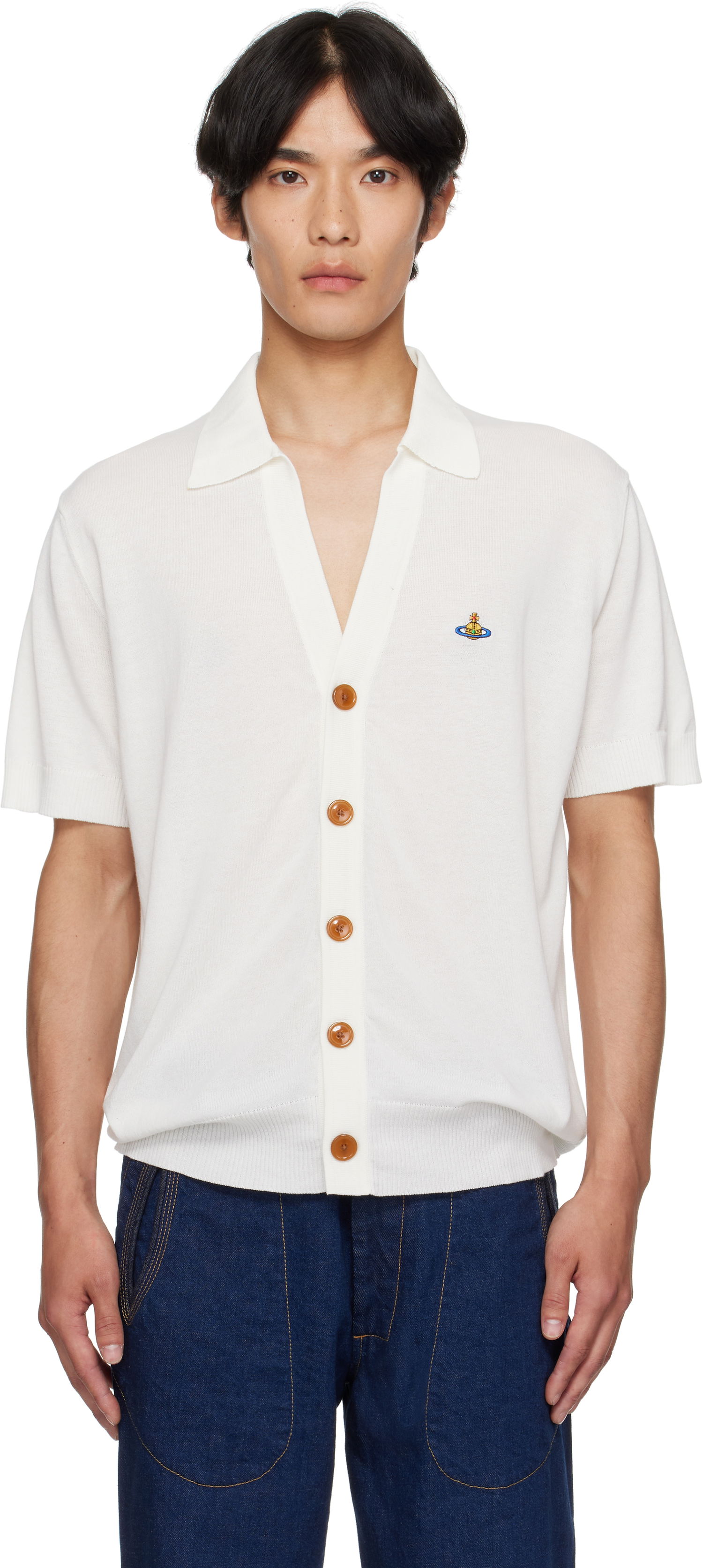 Пуловер Vivienne Westwood Vivienne Westwood Cotton Polo Cardigan Бяло | 2701001D-Y003F-, 0