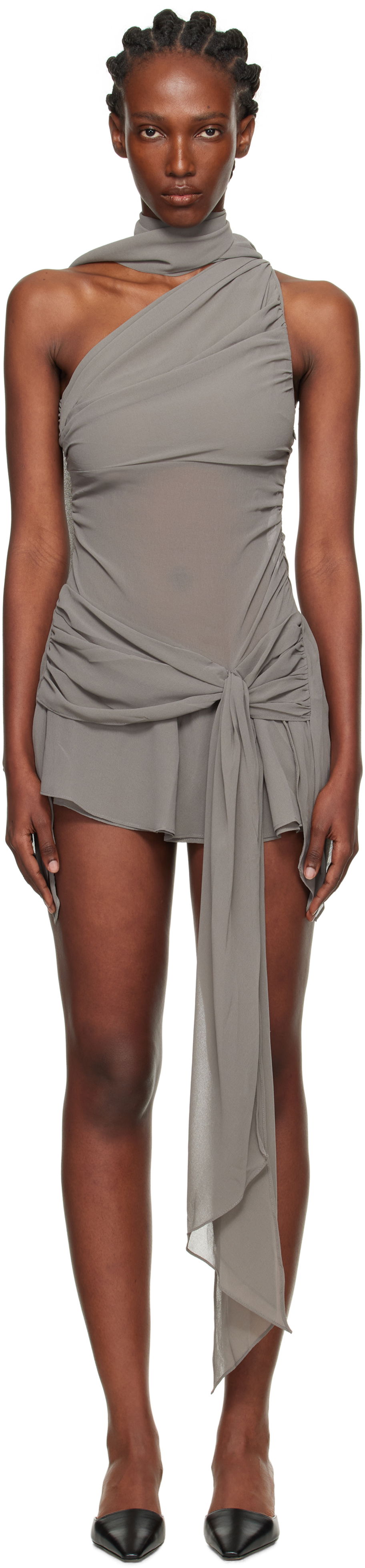 Pокля GUIZIO Guizio Cyrielle One-Shoulder Mini Dress Сиво | P25426W096, 0