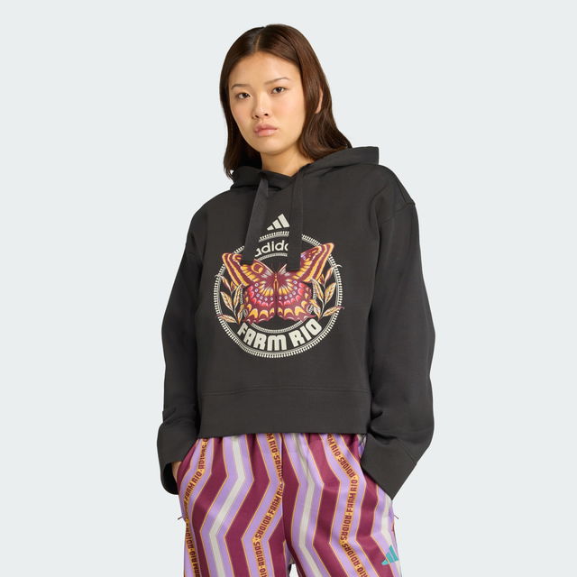 adidas X Farm Rio Butterfly Graphic Cropped Hoodie