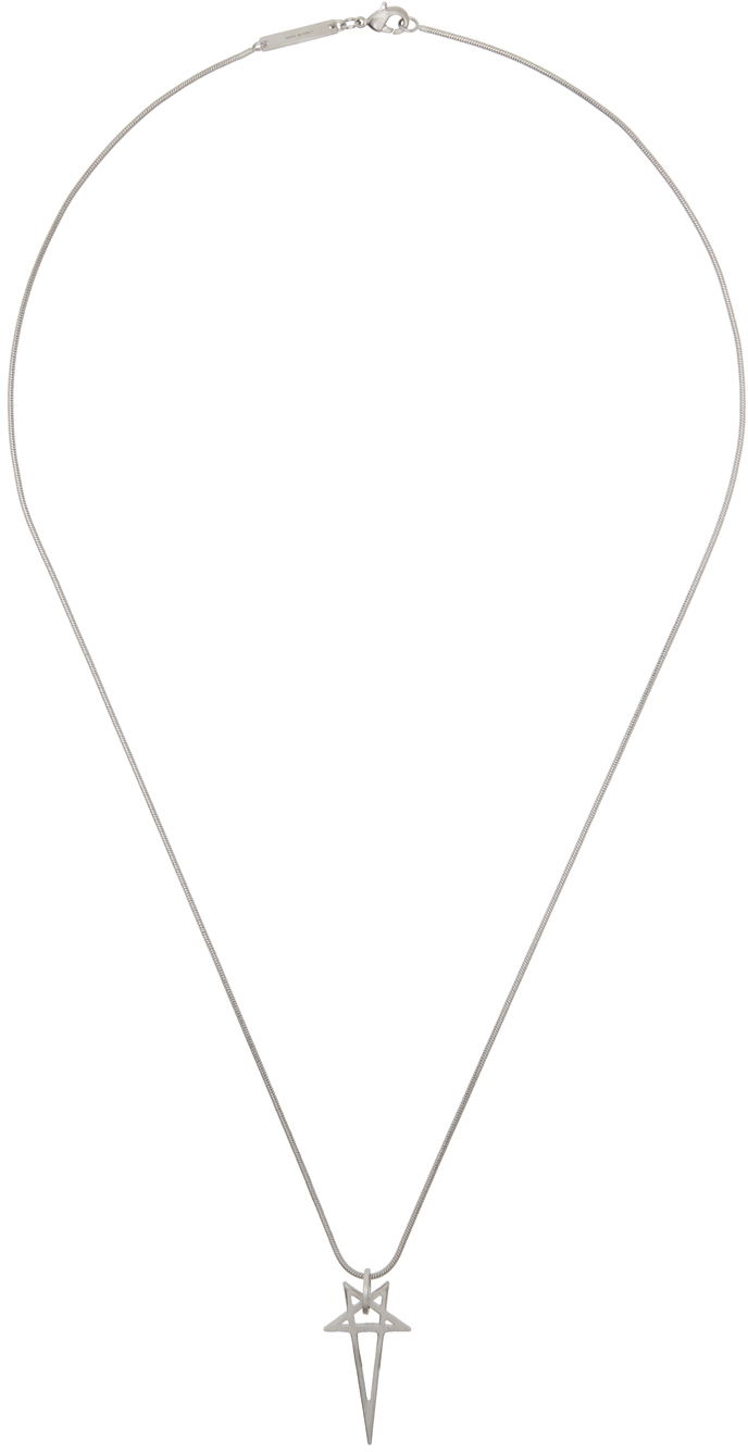 Колие Rick Owens Silver Porterville Pentagram Charm Necklace Металик | RJ0000066 MMT