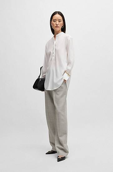 Риза BOSS Relaxed Fit Poplin Blouse Бяло | 50519402, 1