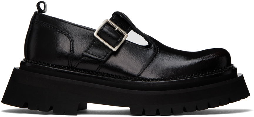 Кецове и обувки AMI AMI Paris Round Toe Buckle Loafers Черно | USV050.840, 0