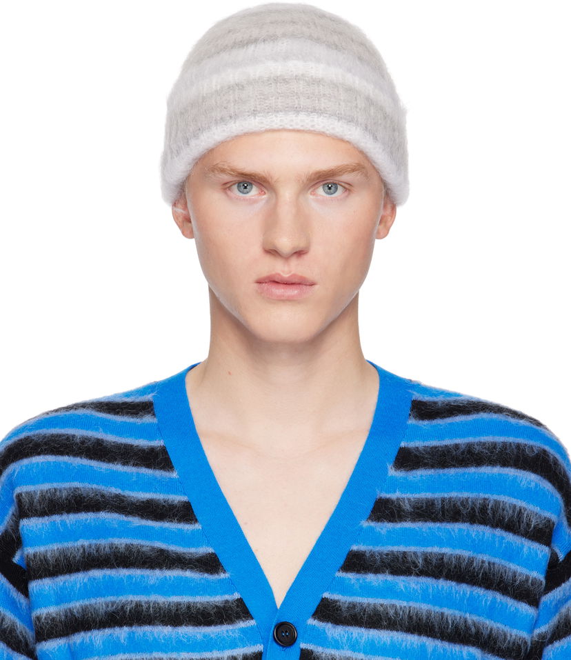 Шапка Marni Striped Mohair Beanie Сиво | CLZC0153Q0 UFU174