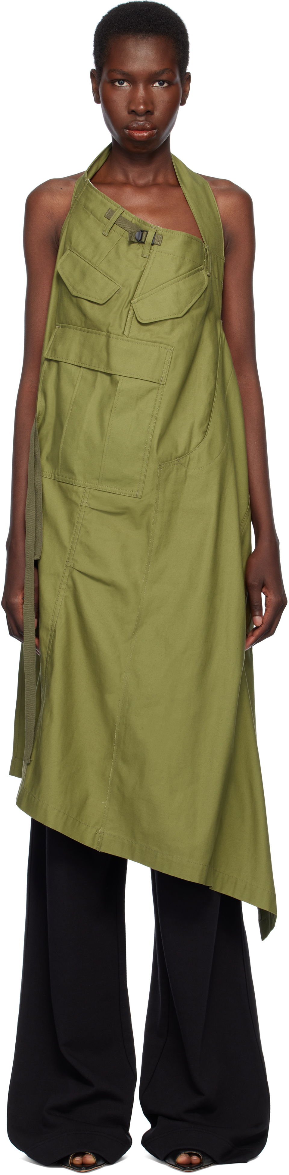 Pокля Junya Watanabe Junya Watanabe Cotton Midi Dress Зелено | JO-A003-051, 0