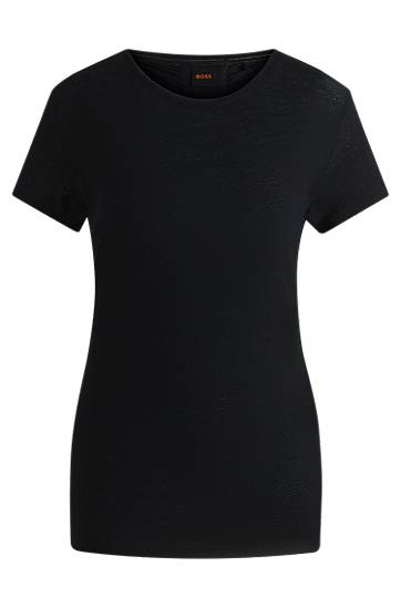 BOSS Linen T-Shirt with Gathered Back