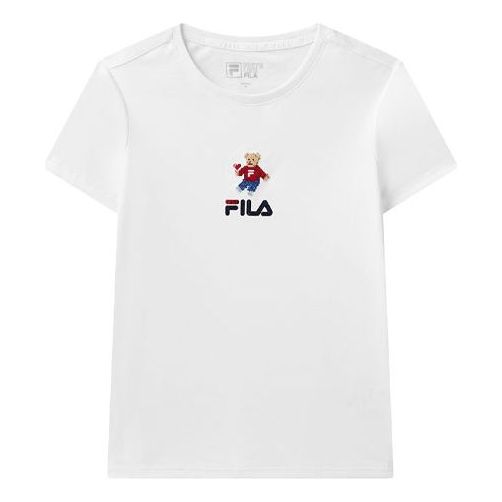 Тениска FILA FILA Bear Round Neck Short Sleeve T-Shirt Бяло | F11W118152F-WT