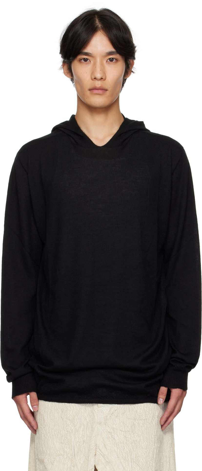 Суитчър Rick Owens Rick Owens Concordians Long Sleeve Hoodie Черно | RU02E1623 WS